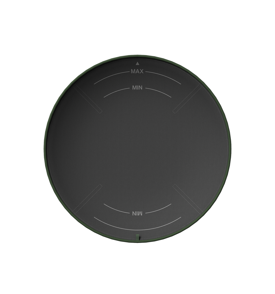 Petlibro PETLIBRO cat pet fountain lid, round black top with green rim and MAX/MIN marks; for litter box automatic feeder setup