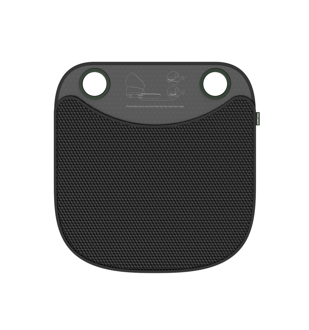 Petlibro PETLIBRO cat pet litter box mat, black honeycomb pad with two ring holes; pairs with fountain and automatic feeder setup