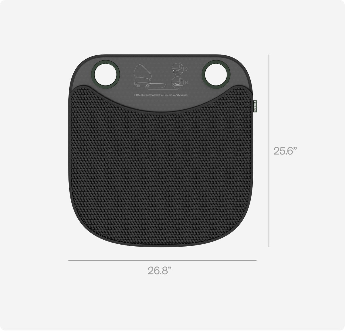 Petlibro PETLIBRO cat pet litter box mat, black textured pad; pairs with fountain and automatic feeder setups, 26.8x25.6 in