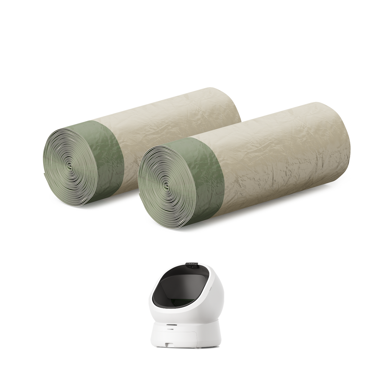 Petlibro PETLIBRO cat pet litter box with two liner rolls; mentions fountain and automatic feeder accessories for home care