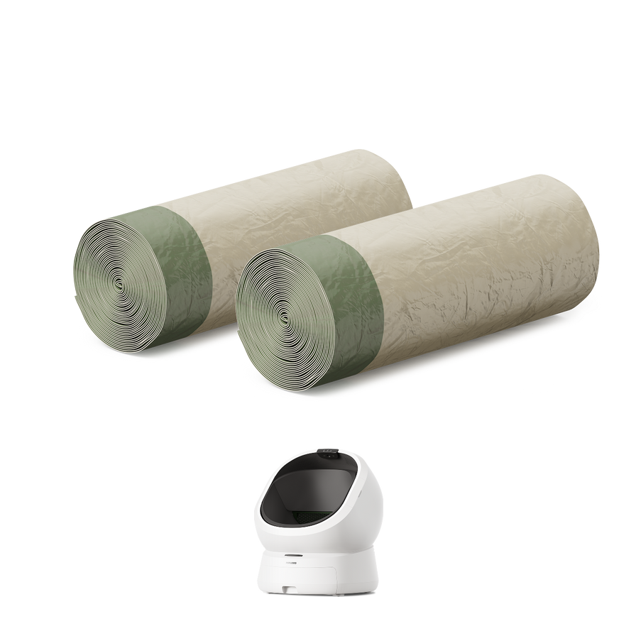 Petlibro PETLIBRO cat pet litter box with two liner rolls; mentions fountain and automatic feeder accessories for home care