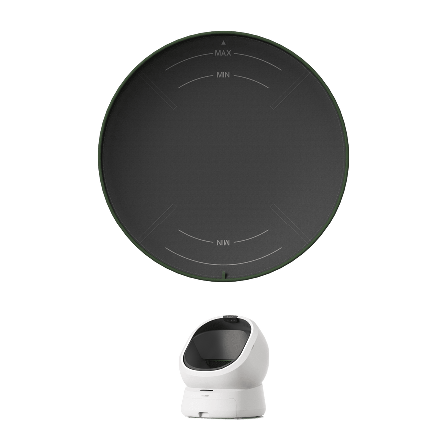 Petlibro PETLIBRO cat pet fountain lid and white litter box, shown with automatic feeder accessories on green background