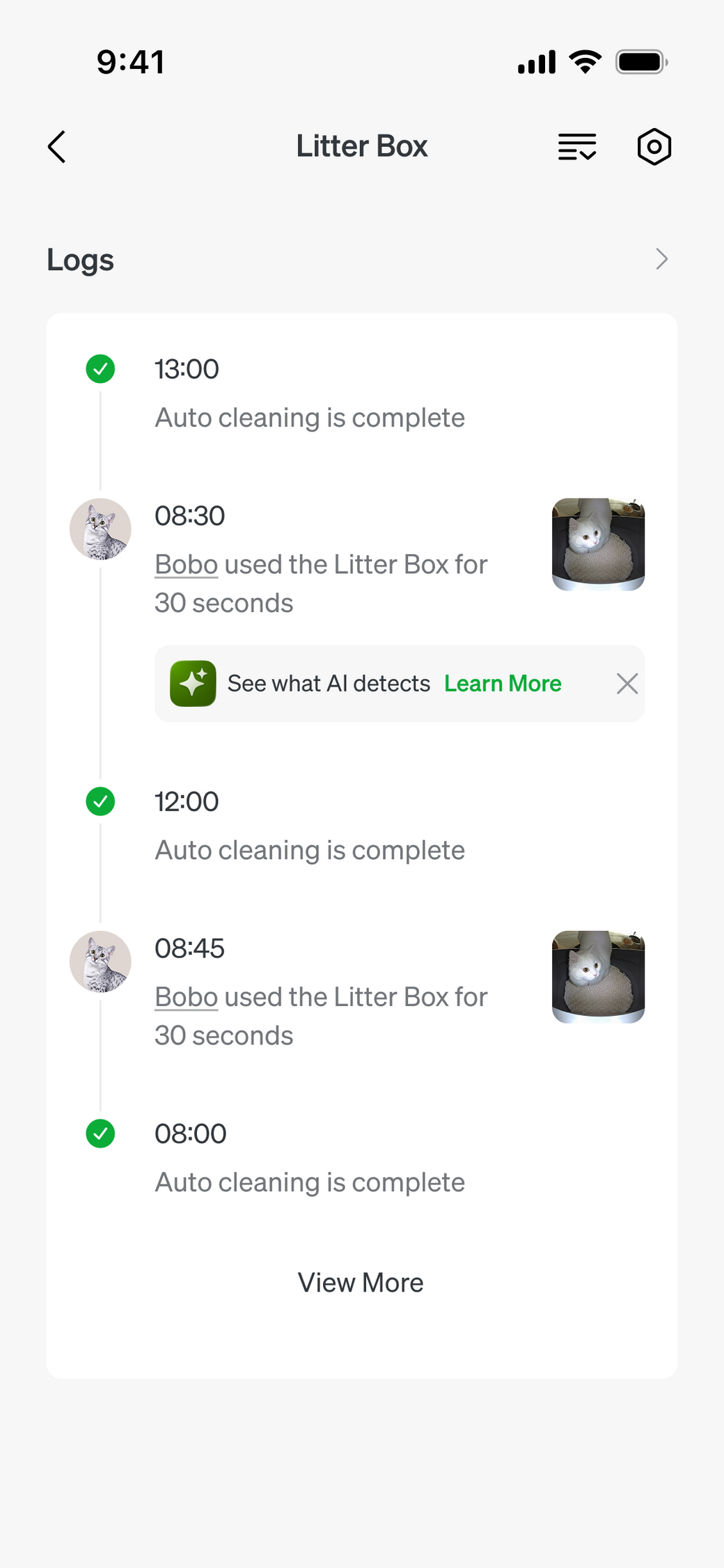 Up to 10-cat recognition and image records